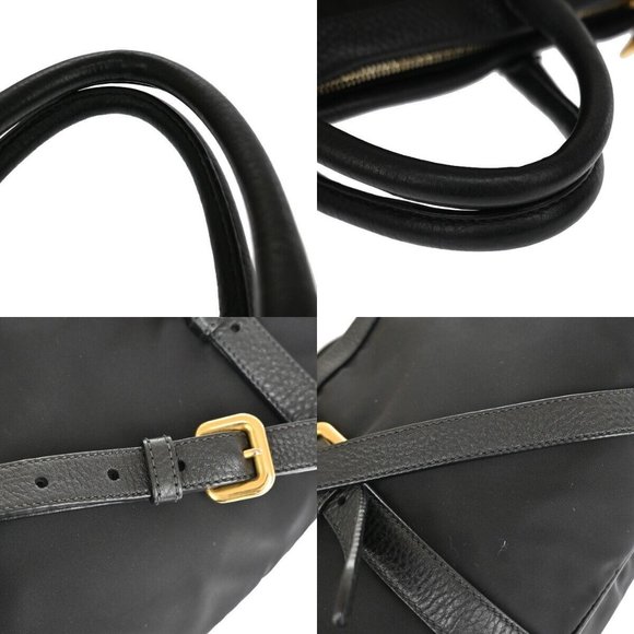 PRADA Logo Tessuto 2Way Shoulder Hand Bag Nylon Leather Black Nero 72YD575 - Picture 14 of 16